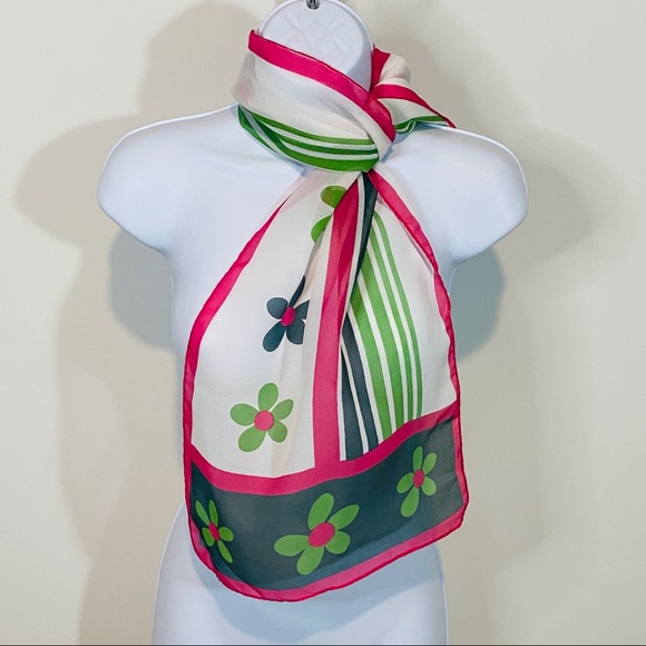 Rectangle Flower & Striped Rectangular Scarf - Picture 10 of 12